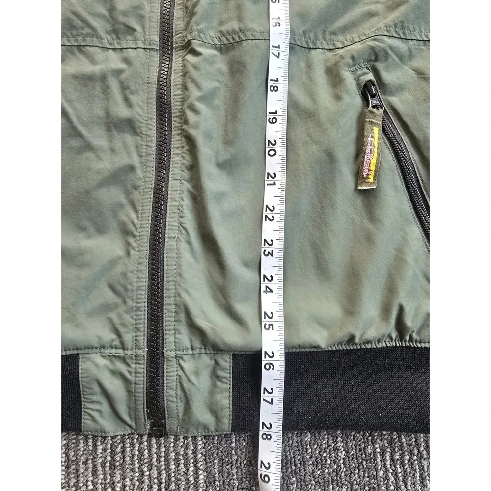 LL Bean Jacket Mens Large Green 3-Season Bomber Fleece Lined Outdoor Gorpcore